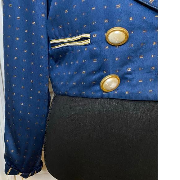 80s Vintage Platinum by Dorothy‎ Schoelen Cropped Navy blue Jacket sailor collar - Picture 2 of 10